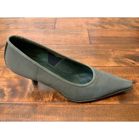 Donald J Pliner Gray Fabric Square Toe Kitten Heels, Size 10 - Picture 1 of 10